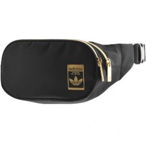 Adidas Originals Classic Belt Bag. Black with Gold Zippers.